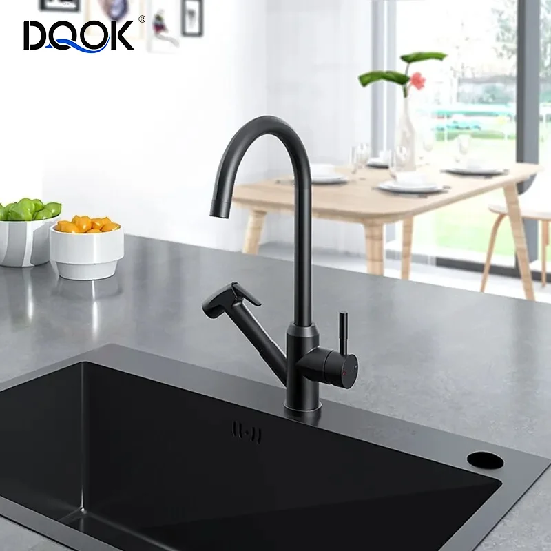 Automatic Switching 2 Functions Matte Black Kitchen Sink Taps Pull Out Sprayer Hot And Cold Kitchen Faucet