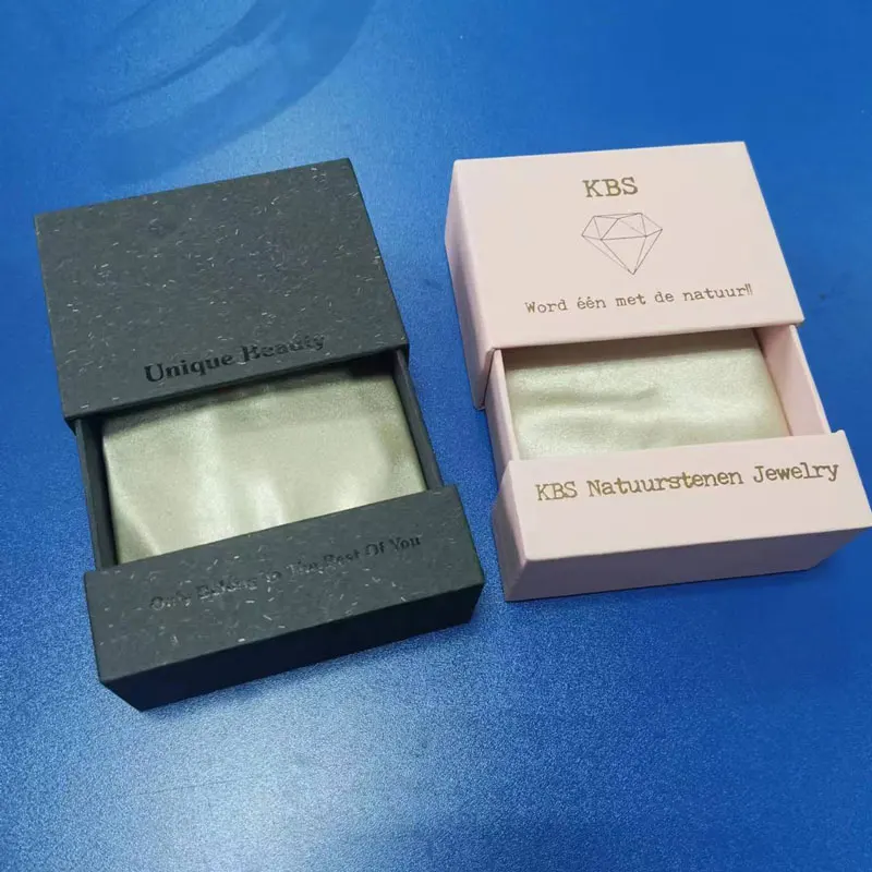 Custom Logo Cute Drawer Jewelry Packaging Box Slider Paper Jewellery Gift Box Sliding Ring Necklace Set Box