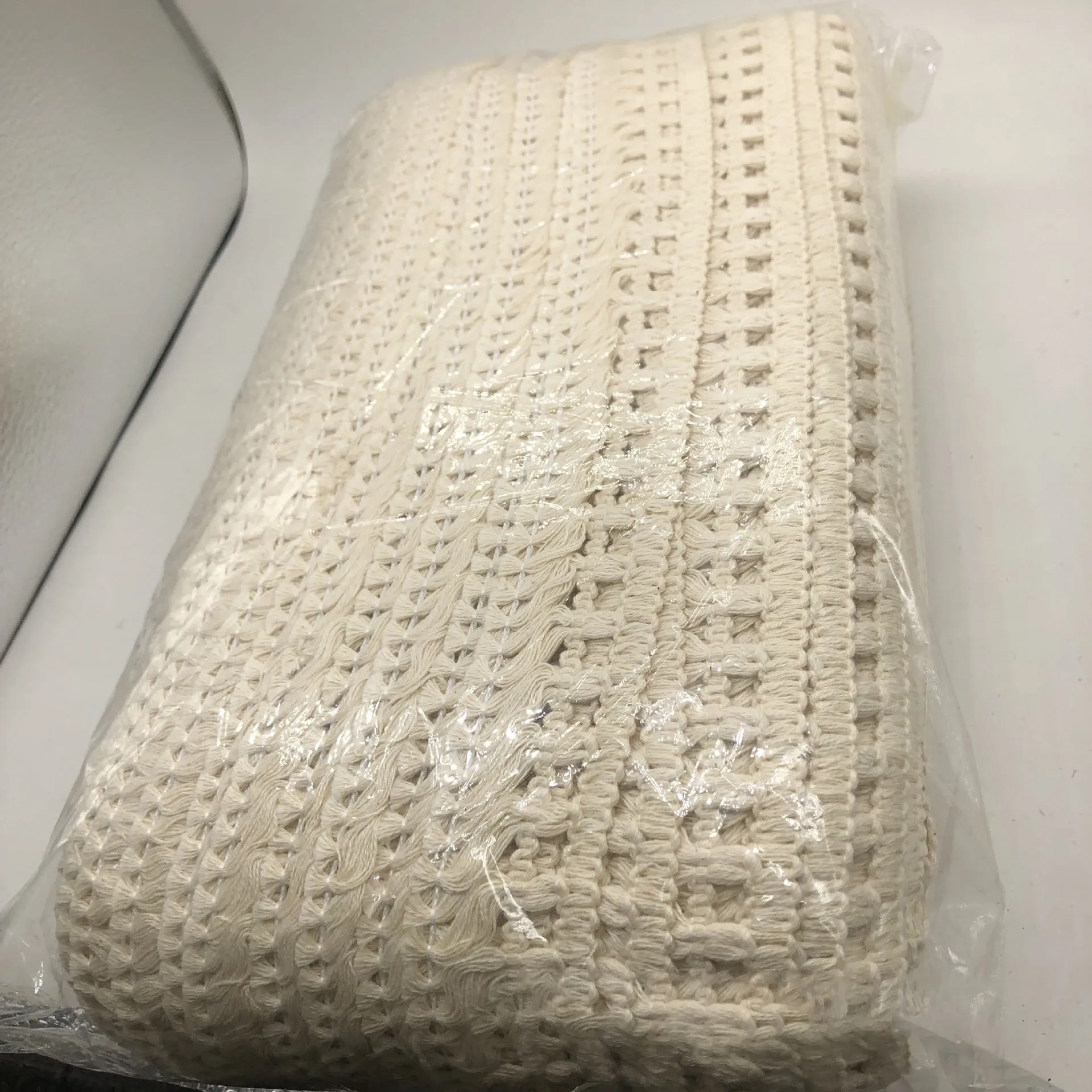 In Stock 4.5 CM White 21S Eco Friendly Cotton Crochet Fringe Trim Tassel Trimming For Sewing Blanket Curtain