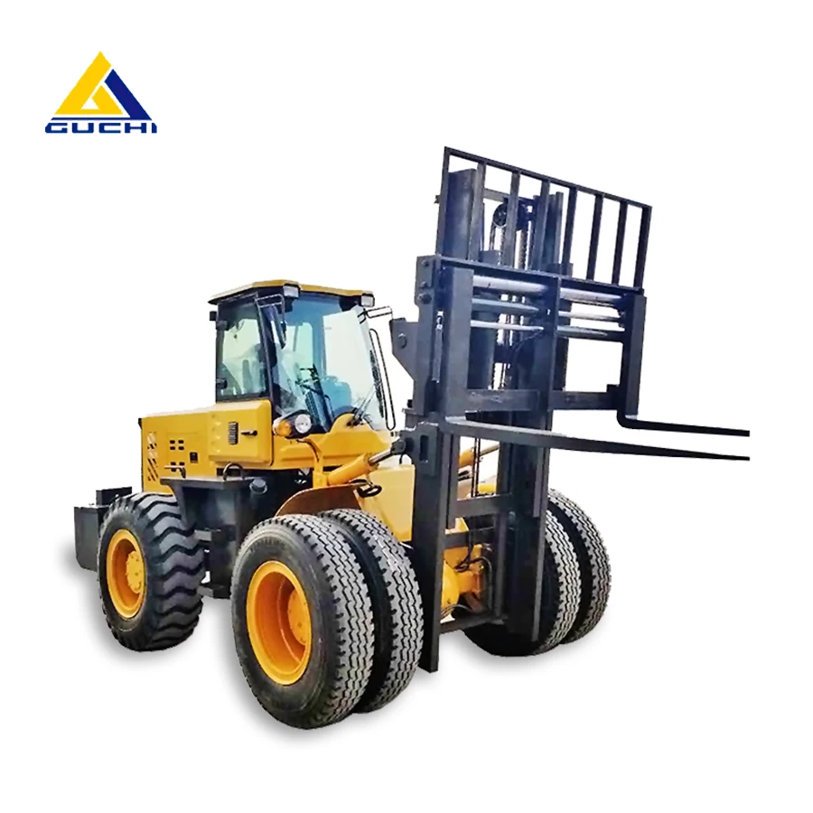 compact structure hydraulic platform folk lift / 4x4 All terrain forklift  yc80/8 ton off road forklift truck