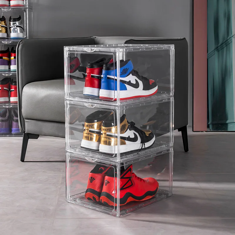 Hot Sell Plastic Clear Sneaker Drop Front Shoe Box Organizer Transparent Shoe Storage