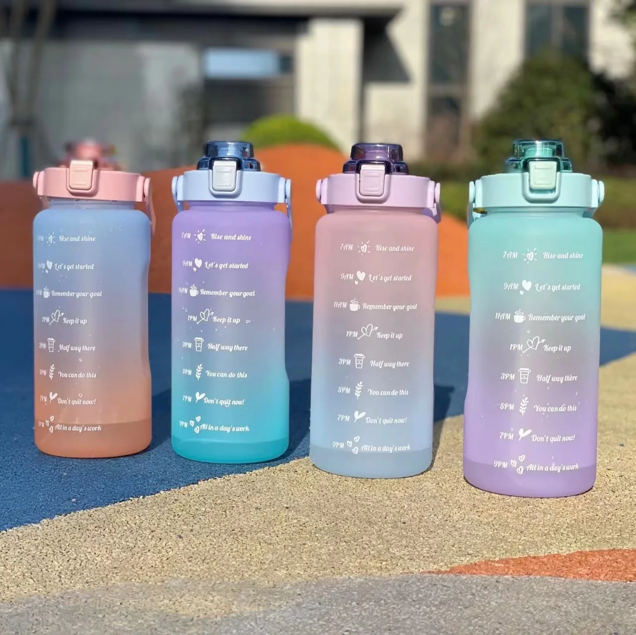 Time-limited Discount Drinking Sport Water Bottle 2L 64Oz Plastic Motivational Water Bottles With Time Marker