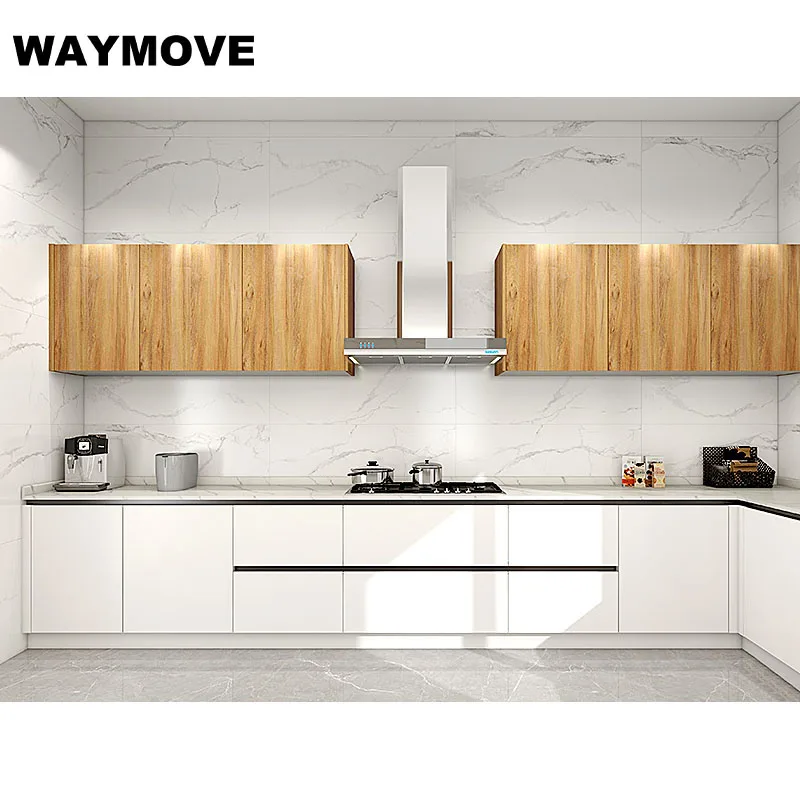 WAYMOVE Роскошный кухонный островной шкаф современный белый дизайн Бесплатная Роскошная кухонная техника раковина Лаковая поверхность дверной панели