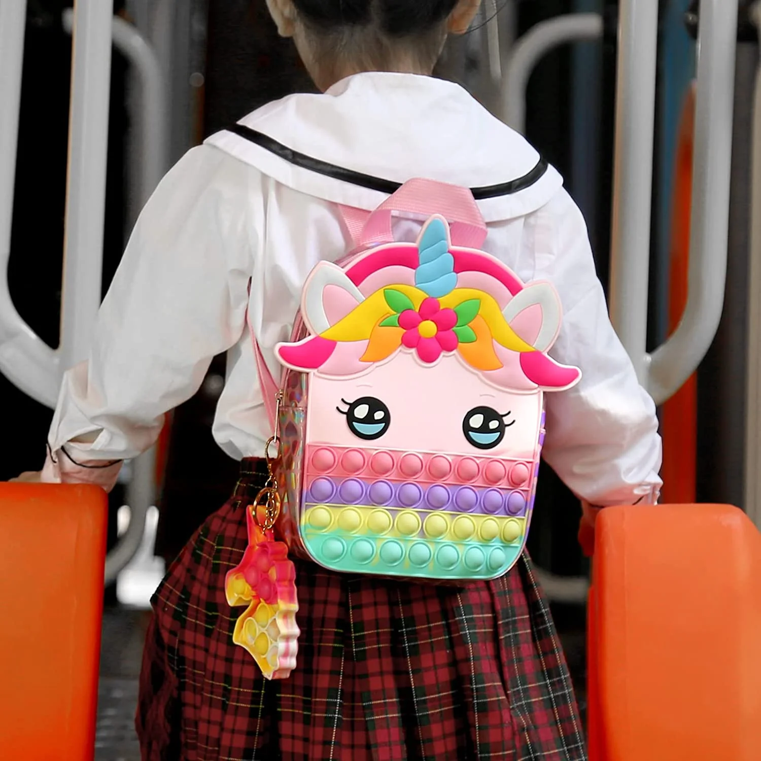 Push Pop Bubble Fidget Toys 2022 Silicone Shoulder Bag Fidget Backpack School Bag For Girls