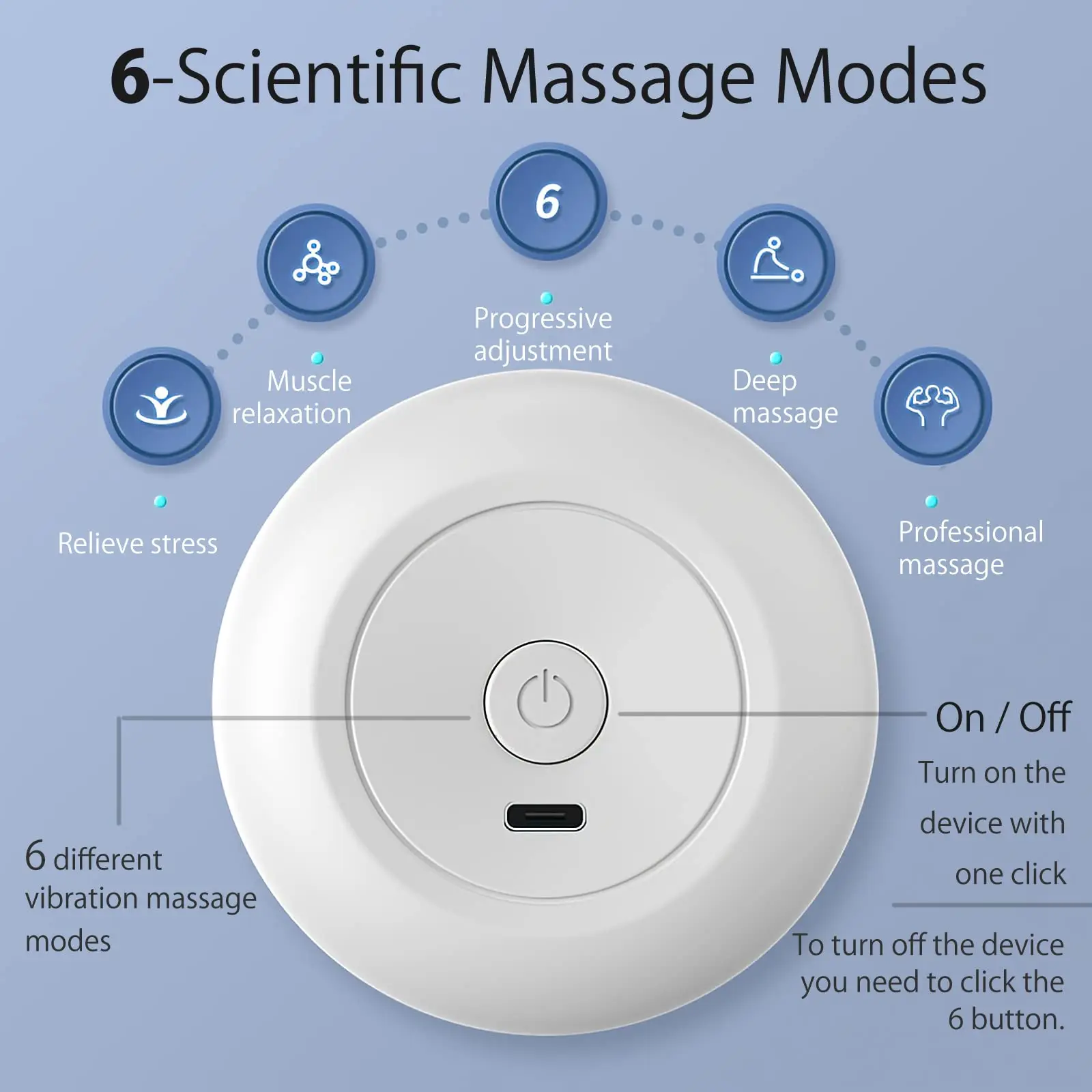 Portable Pleasure USB Rechargeable Mini Massager for Women 6 Speeds of Head and Neck Bliss