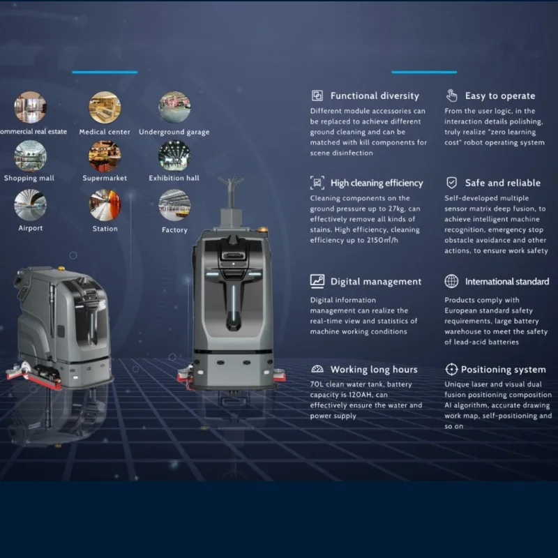 Driverless Intelligent Cleaning Robot Commercial Industrial Floor Washer Machine Mop Vacuum Sweeping Cleaning Robot