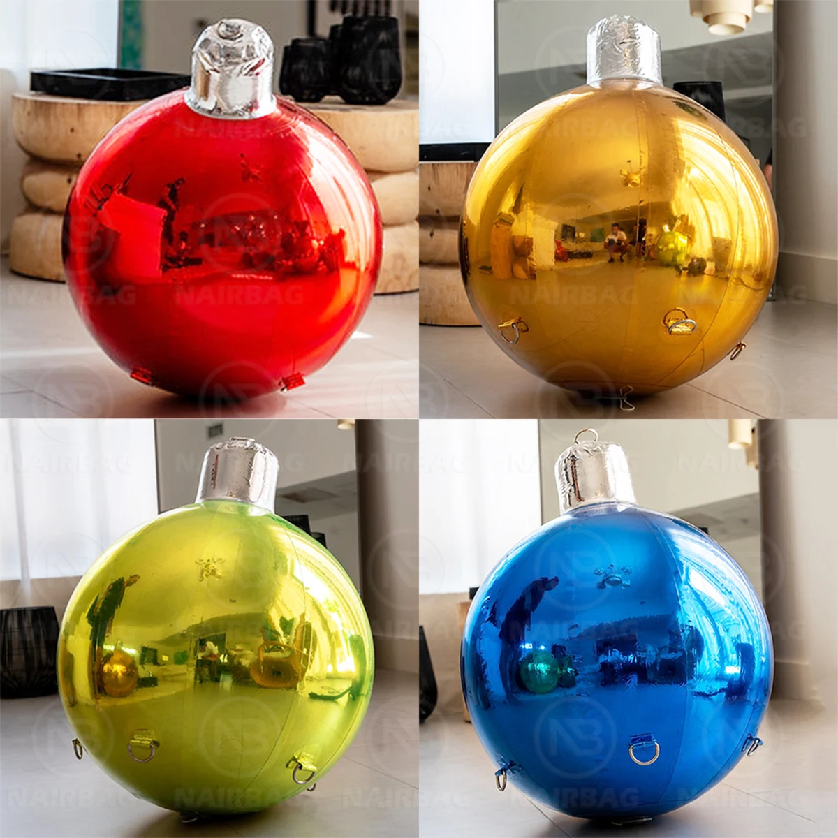 Big Shiny Inflatable Balls Ornaments Christmas Decor Reflective Chrome Sphere Inflat Mirror Ball