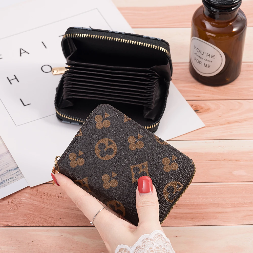 2022 PU держатель для карт короткий секционный многопозиционный органайзер для карт женская сумка для кредитных карт из воловьей кожи