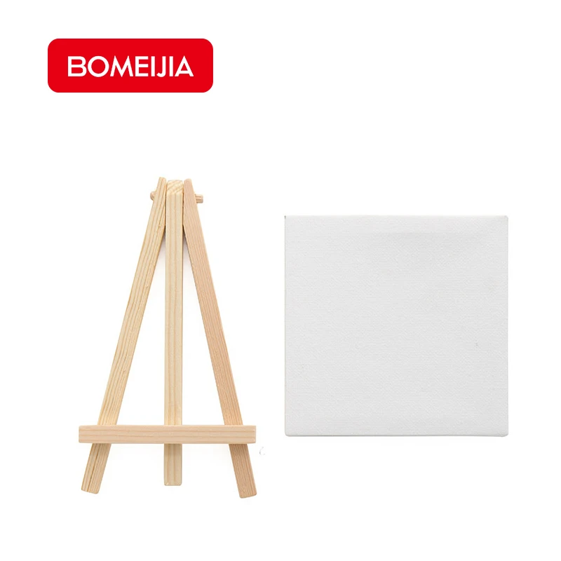 Art Hot Selling 10x10 CM Small Stretched Canvas Wood Mini Display Easel Artist Painting Kit