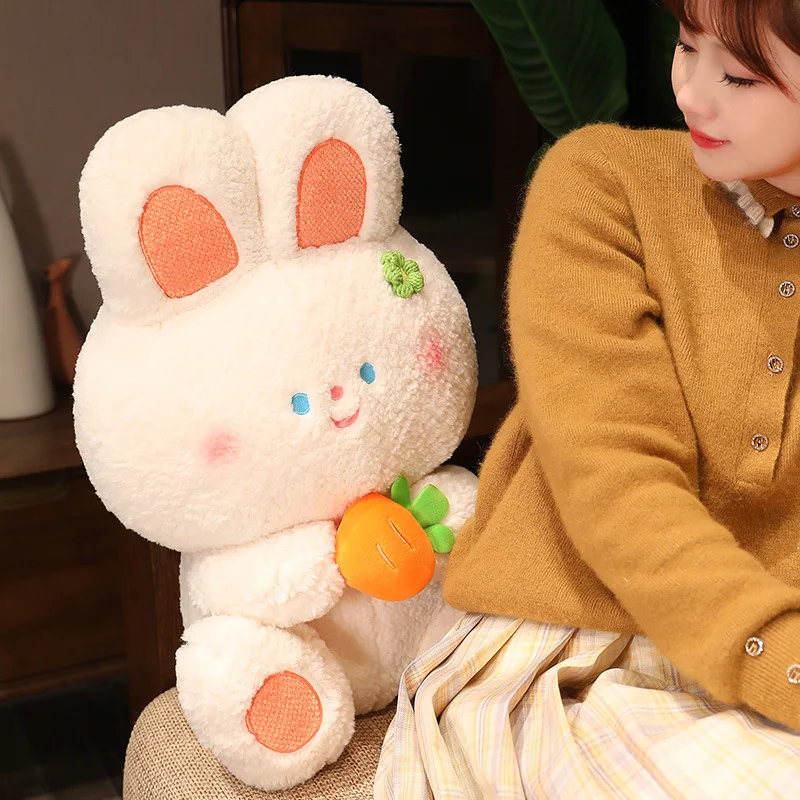 Cute bunny to send girl holiday gift vertical ear rabbit plush toy doll fruit small white rabbit doll