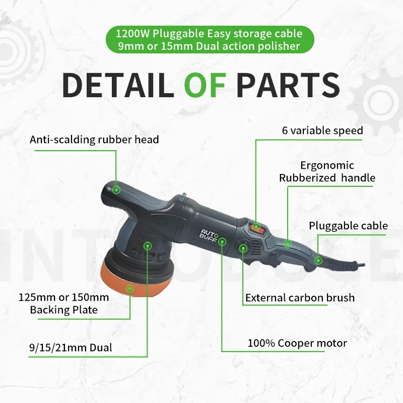1200W orbit  dual action car polisher