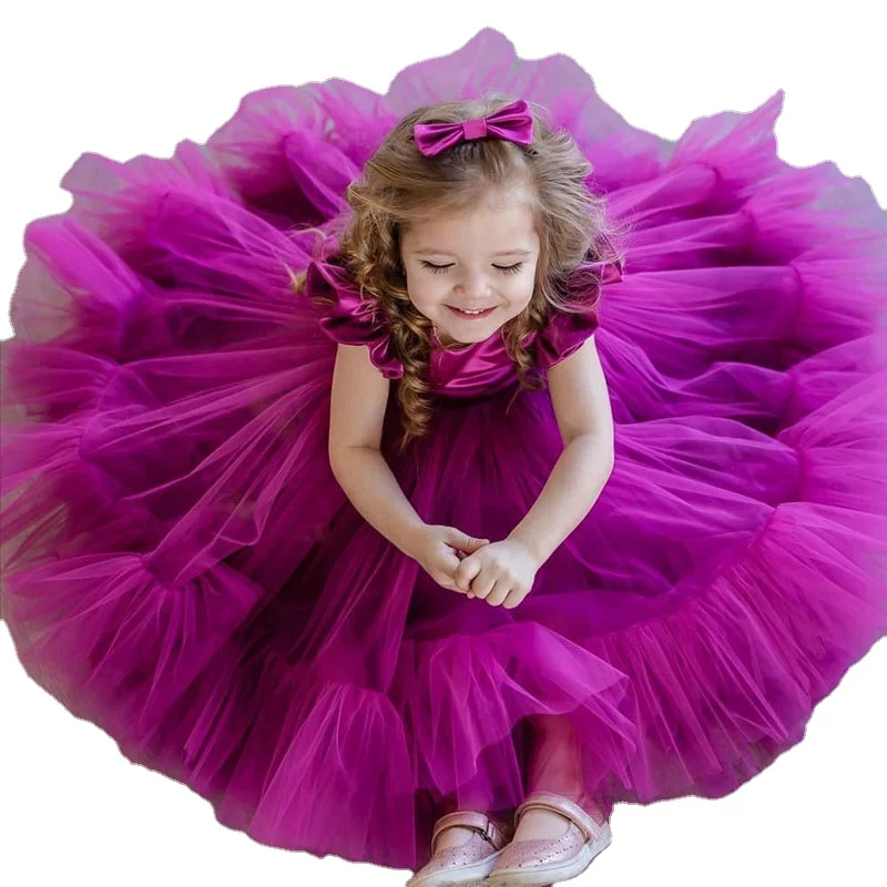 Summer Spring Flower Kids Fluffy Skirt For Girls 7 Colors Baby Party Tutu Dresses Wedding Princess
