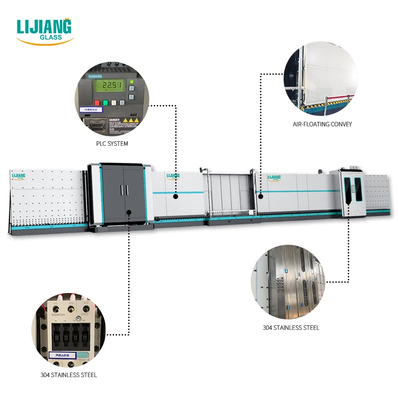 AUTOMATIC GLASS WASHING and COMBINING LINE WITH HYDRAULIC PANEL PRESS 3300*7000 mm
