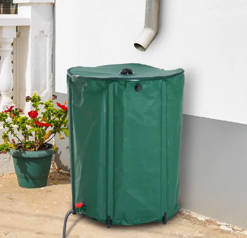 Portable Rain Barrel Water Collector Tank Collapsible Runoff 66 Gallon