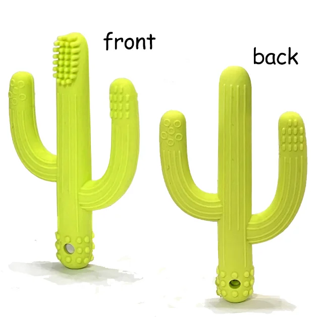 Cactus Baby Toddlers infants Teething Toys Toothbrush  Self-Soothing Pain Relief Soft  Training Toothbrush Silicone Teethers
