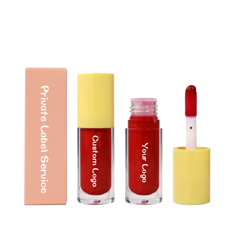 Wholesale Glitter Clear Lip Gloss Vendor Custom Private Label Nude High Shimmer Jojoba Oil Cruelty Free  Lip Gloss