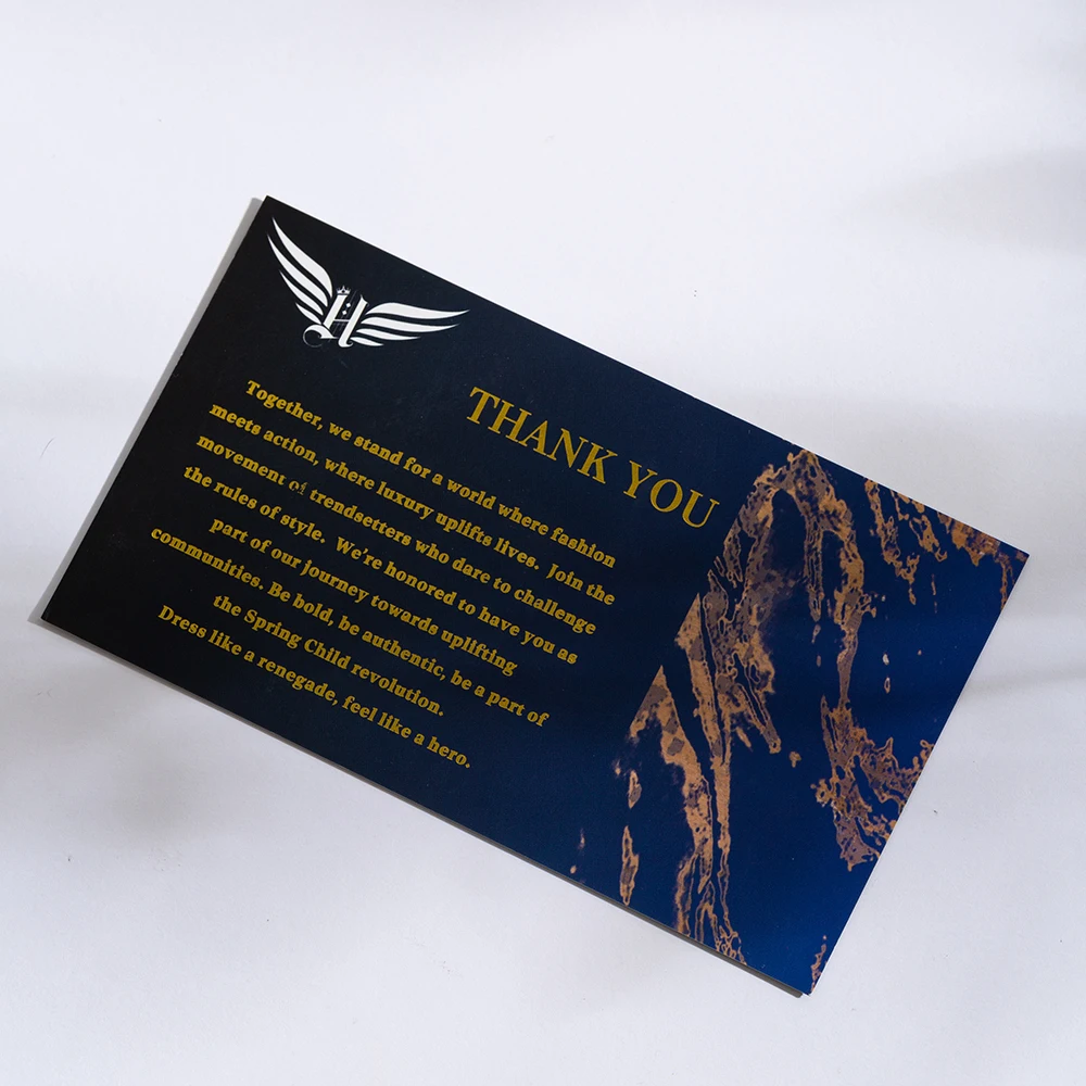 Wholesale custom logo cotton texture paper full color printing foil stamping luxury business thank you cards