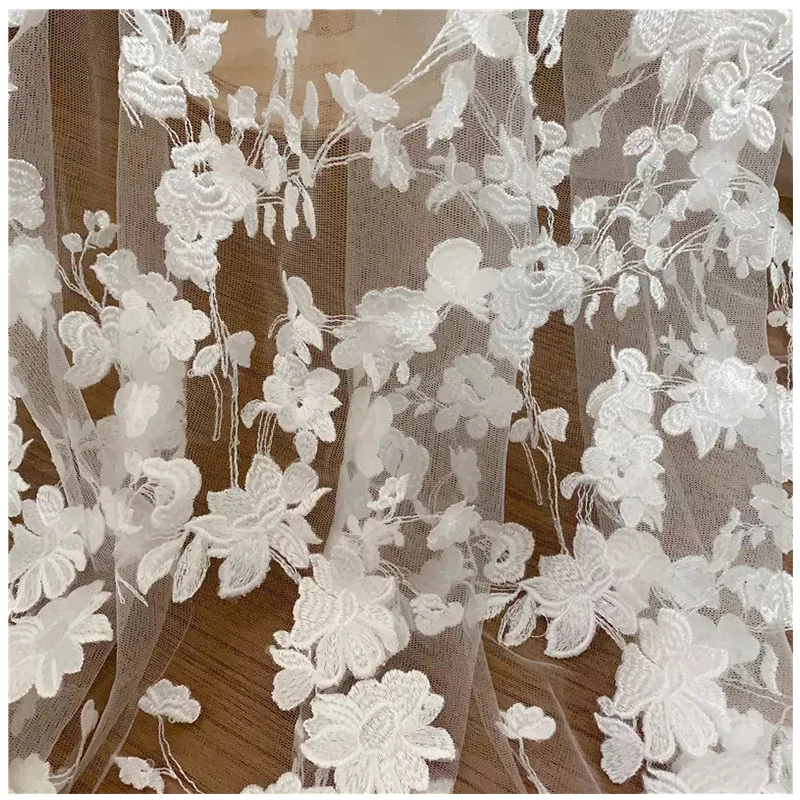 HC-10373 Hechun bridal beaded white lace fabric wholesale for dress