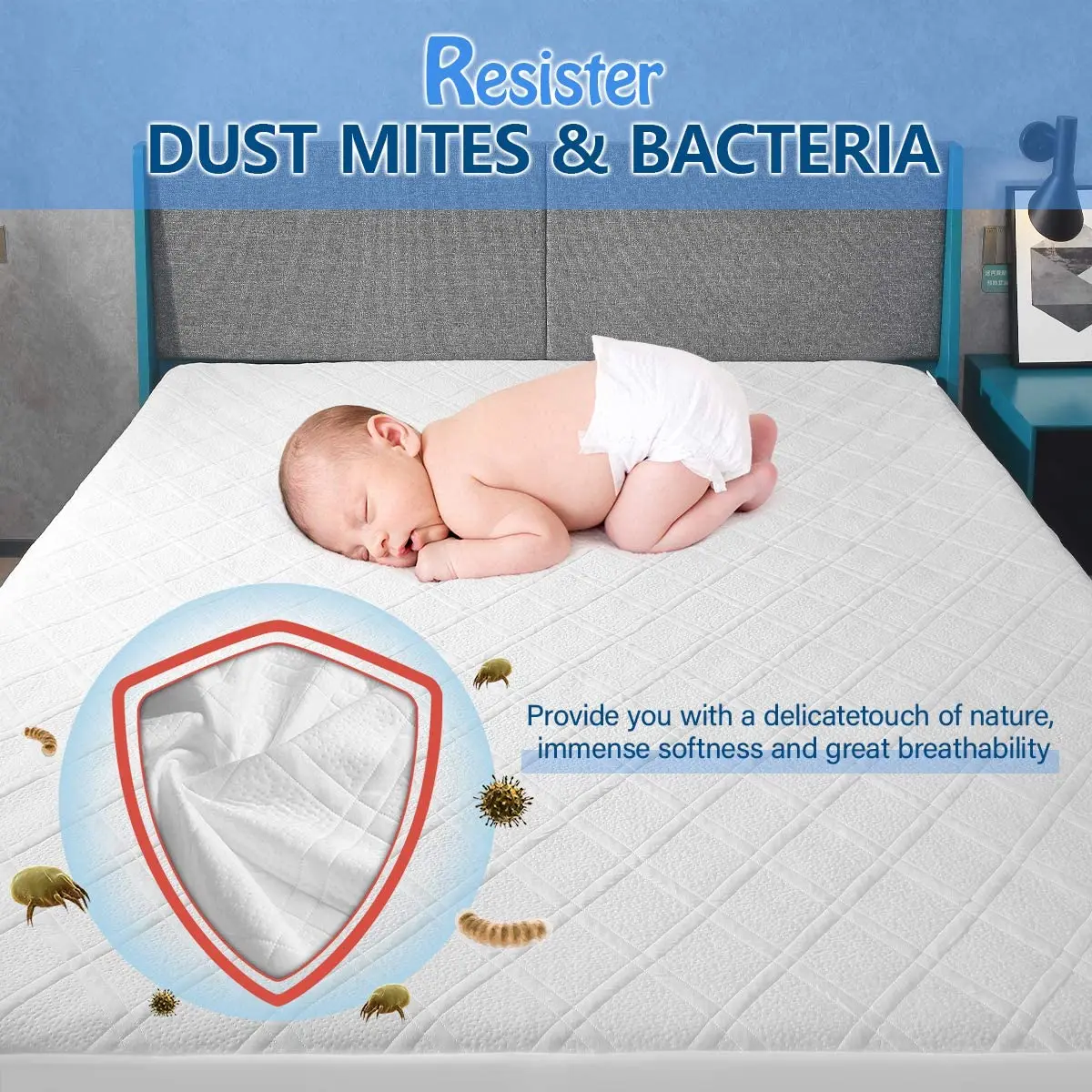 
Queen Size Bamboo Mattress Protector 100% Waterproof Mattress Pad Cover 