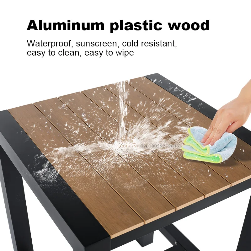 Minimalist Design Outdoor Garden Coffee Table Square Teak Dining Table for Terrace and Garden Furniture