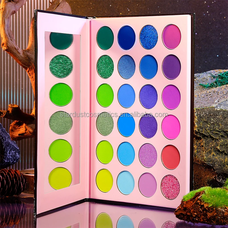 24 color palette types pigmented customized  blue purple glitter eyeshadow color eye shadow palette