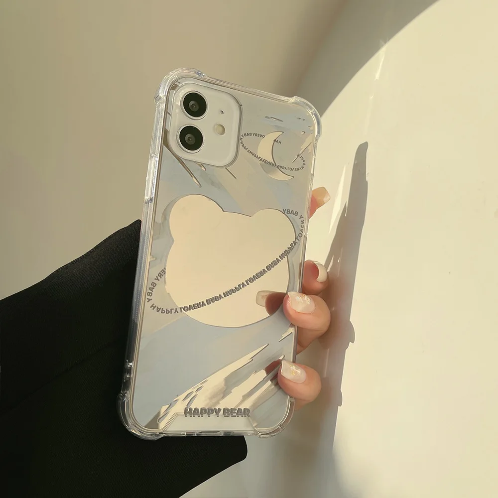 Зеркальный чехол для телефона iPhone 7 8 11 12 13 S SE Plus X XS XR Pro Max мягкий ударопрочный из ТПУ с мини-принтом