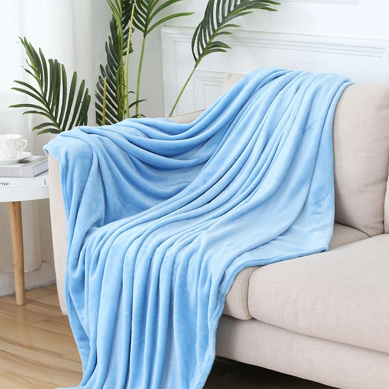 Flannel Fleece Blanket Queen Size All Season 300GSM Super Soft Cozy Travel Blanket for Bed or Couch