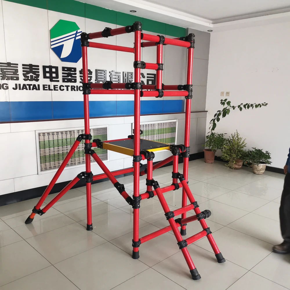 Insulated  Platform Scaffold Fiberglass Scaffold Plank with Wheels Corrosion Resistant Folding Safety Fiberglass Scaffolding