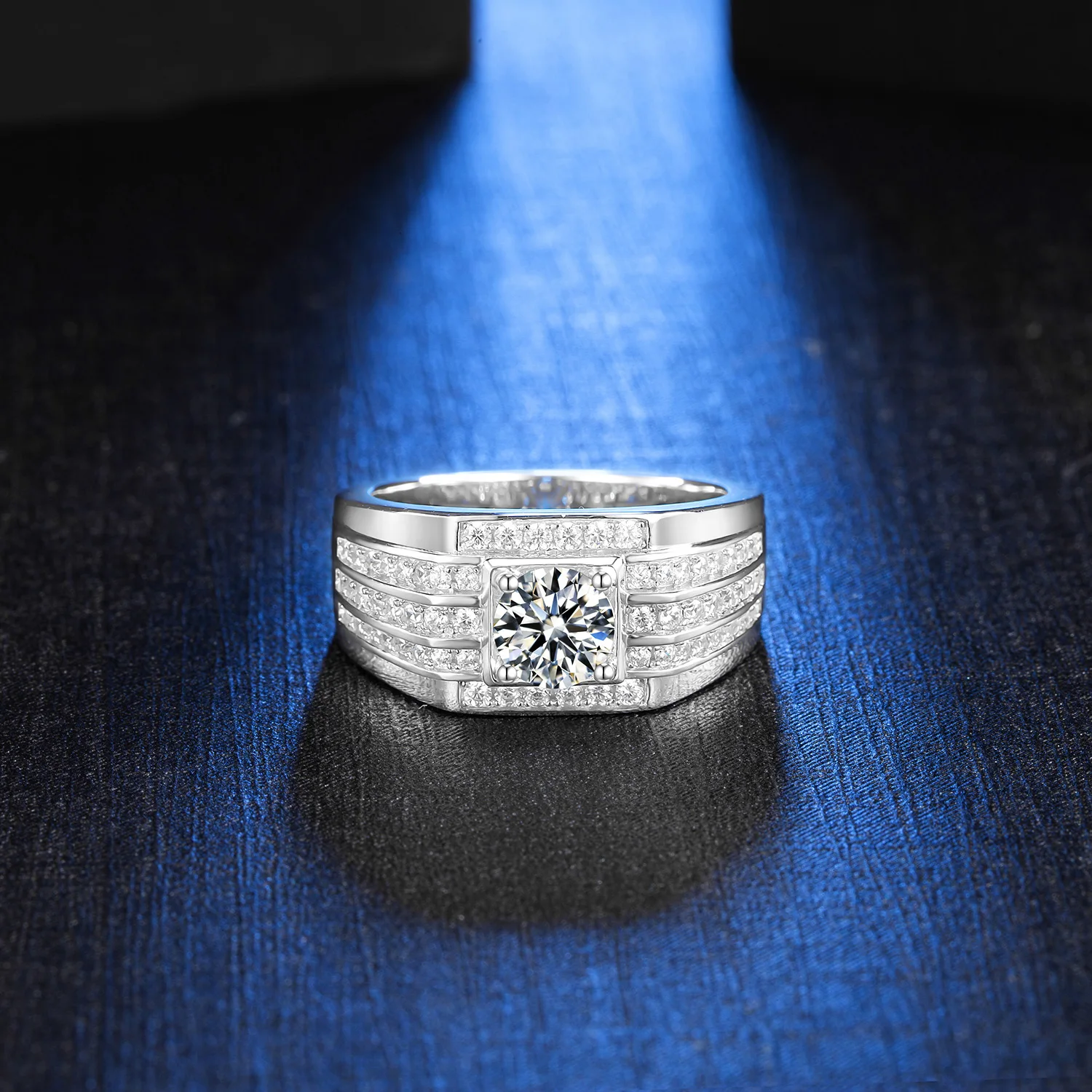 white gold plated moissanite ring for men real silver ring for mens finger 1 ct d color moissanite men jewelry