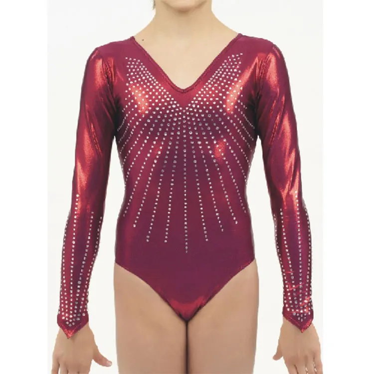 OEM Customized Wholesale Spandex Artistic Gymnastic Dance Leotard Girls Shiny Leotard