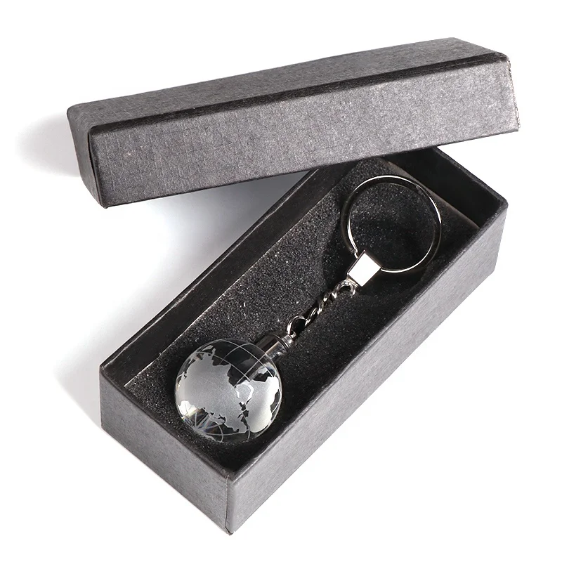 Led Flashlight Ball Shape Crystal Glass Key Chain Global Crystal Ball Keychain For Promotion Gift