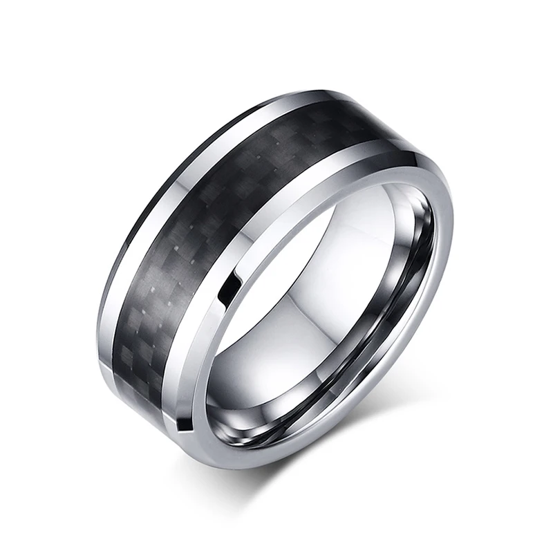 Vintage custom eternity rings inlay carbon fiber tungsten carbide ring for man gift