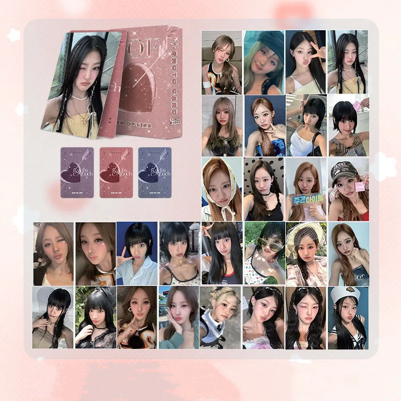 Kpop Photocards New Group Kiss of Life Laser 50Pcs/box LOMO Two Side Postcards NATTY Fans Collect Three-inches Selfie Gift Cards