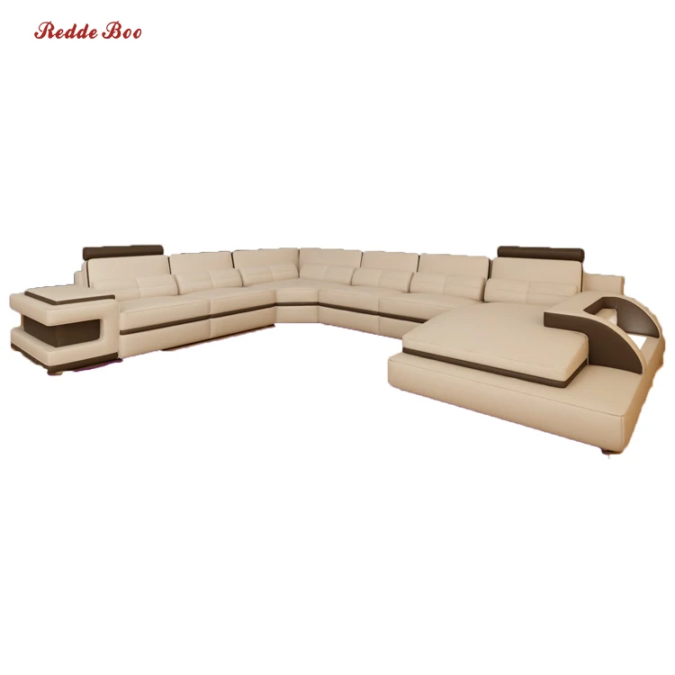 
modern luxury leather living room sofa U shape corner sofa for home furniture set 6122 
