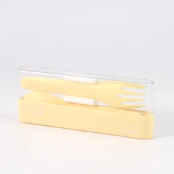 BPA free plastic spoon fork 2 in 1 cutlery set kitchen utensil for back to school gift promotion OEM Cncrown