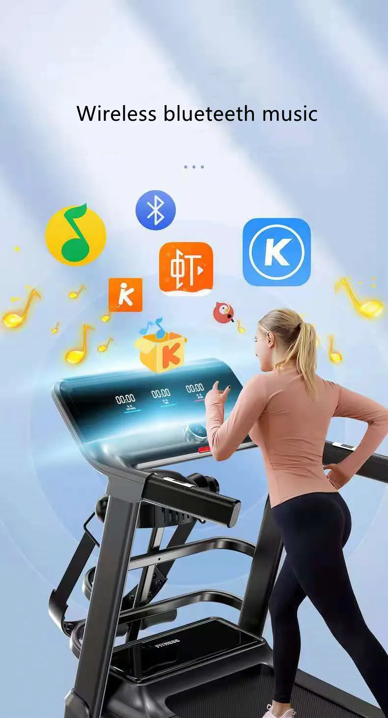 Home Treadmill With Blue- tooth Speaker Treadmill Multi-function Knob Infinitely Variable Sports Equipment