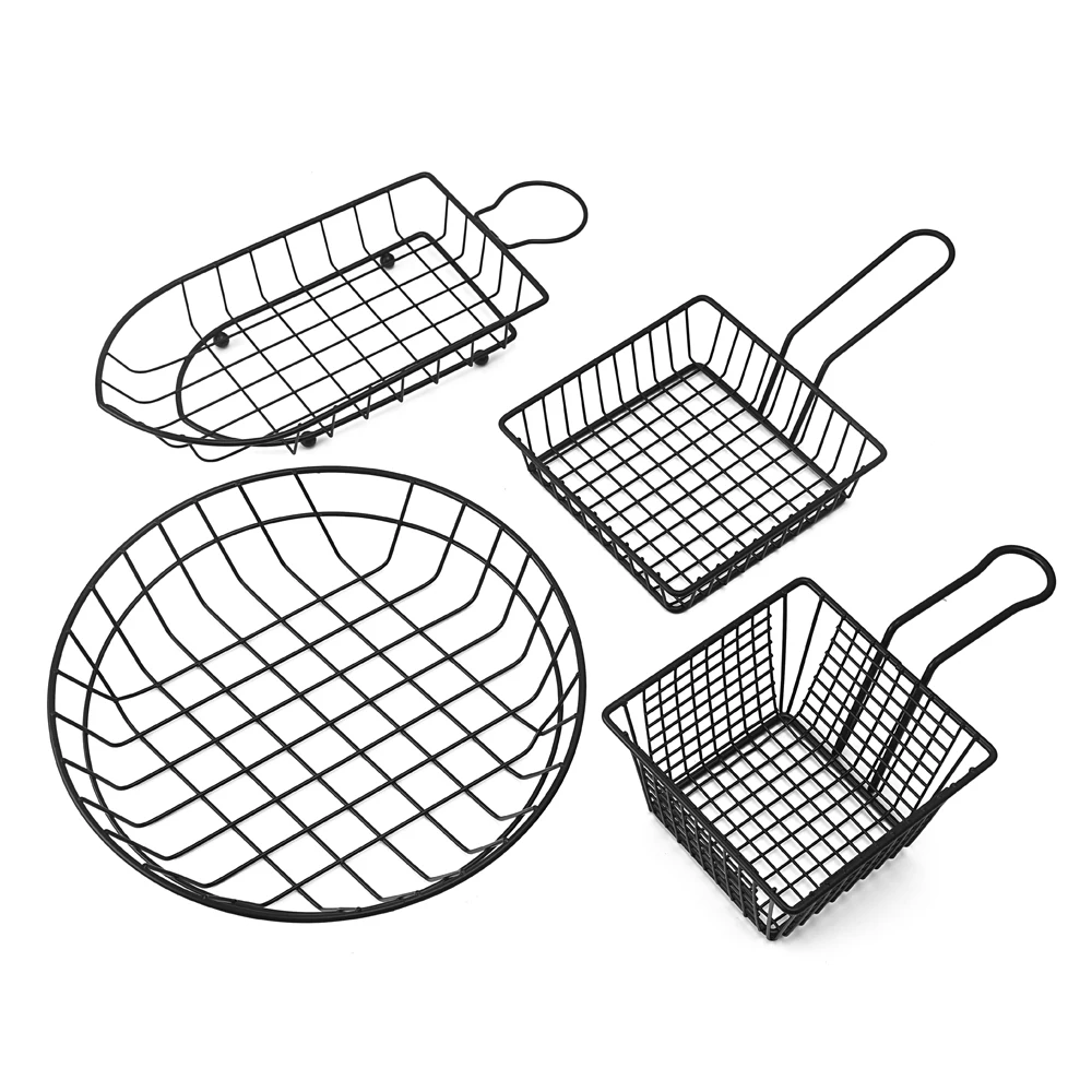 French Fries Basket Kitchen Accessories Stainless Steel Boat-shaped Fruit basket for Kitchen fried basket
