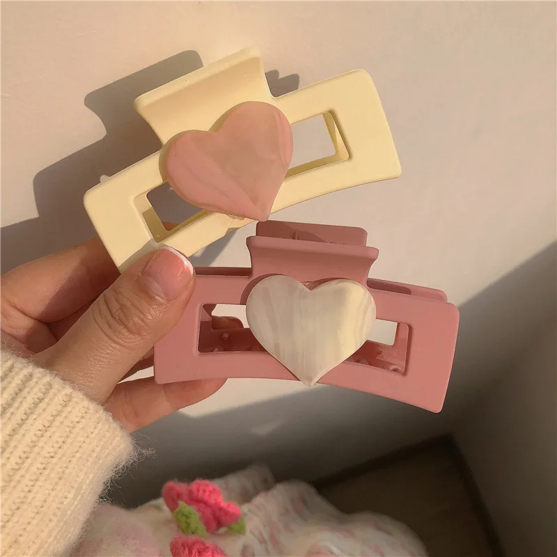 DOWELL French style New style Heart Square  hair claw shark clip back head plastic hair clips
