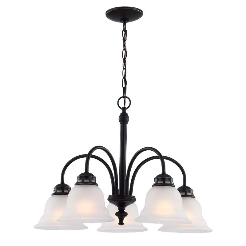 Modern Chandelier  5-light frosted glass and ORB finish LED Indoor decorative Pendant Lights