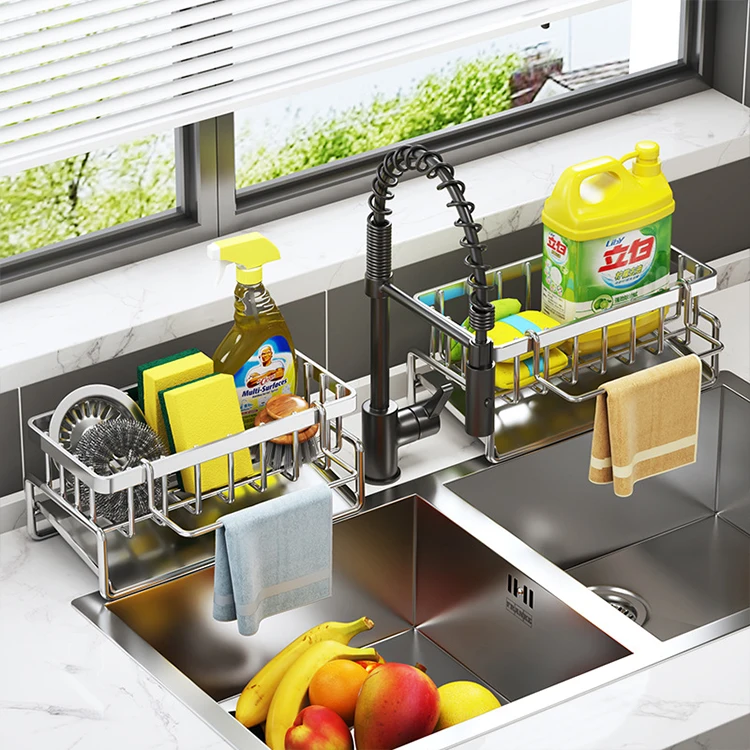 Kitchen Sink Drainage Rack Faucet Rack Drainage Storage Basket Bathroom Accessories Storage Holders & Racks Plastic ABS 3 Color