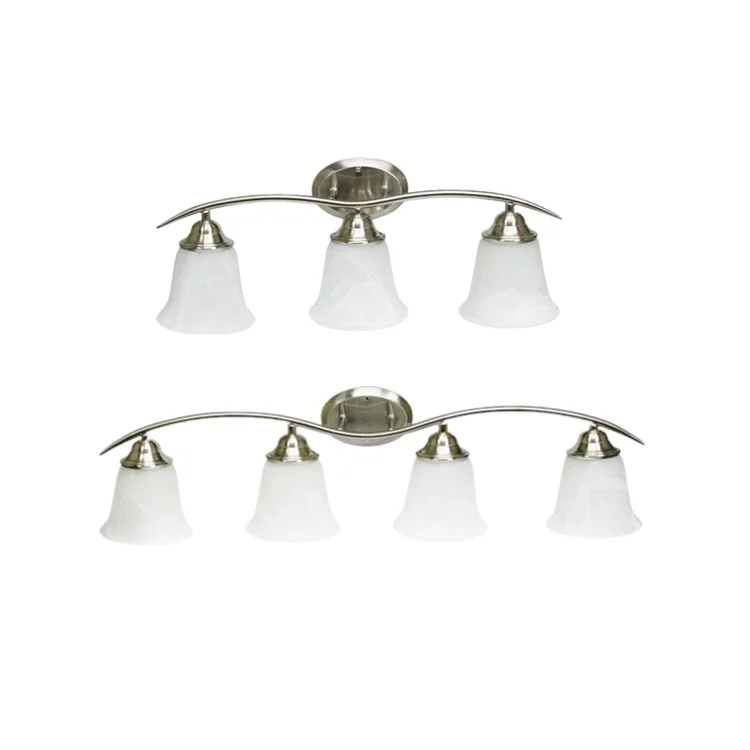 3/4 Lights Bathroom Wall Mount Vanity Lamp Glass Shade Brushed Nickel Bathroom Vanity Lighting