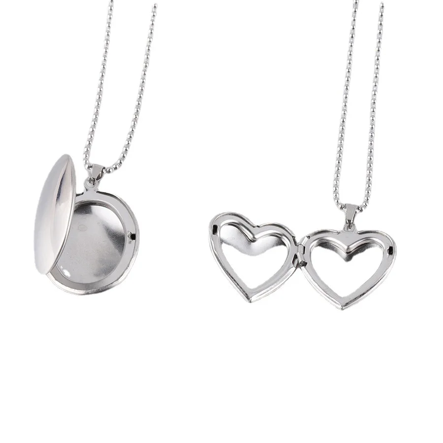 Fashion Picture Valentines Necklaces Trending Stainless Steel Hollow Disc Necklace Bijoux Inoxydable