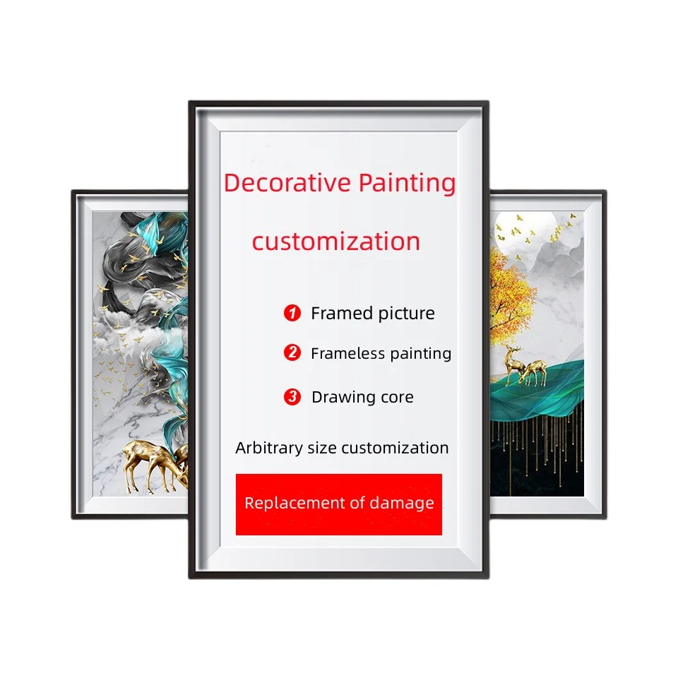 Decorative painting wholesale aluminum alloy frame hanging picture solid wood frame rimless painting processing customization