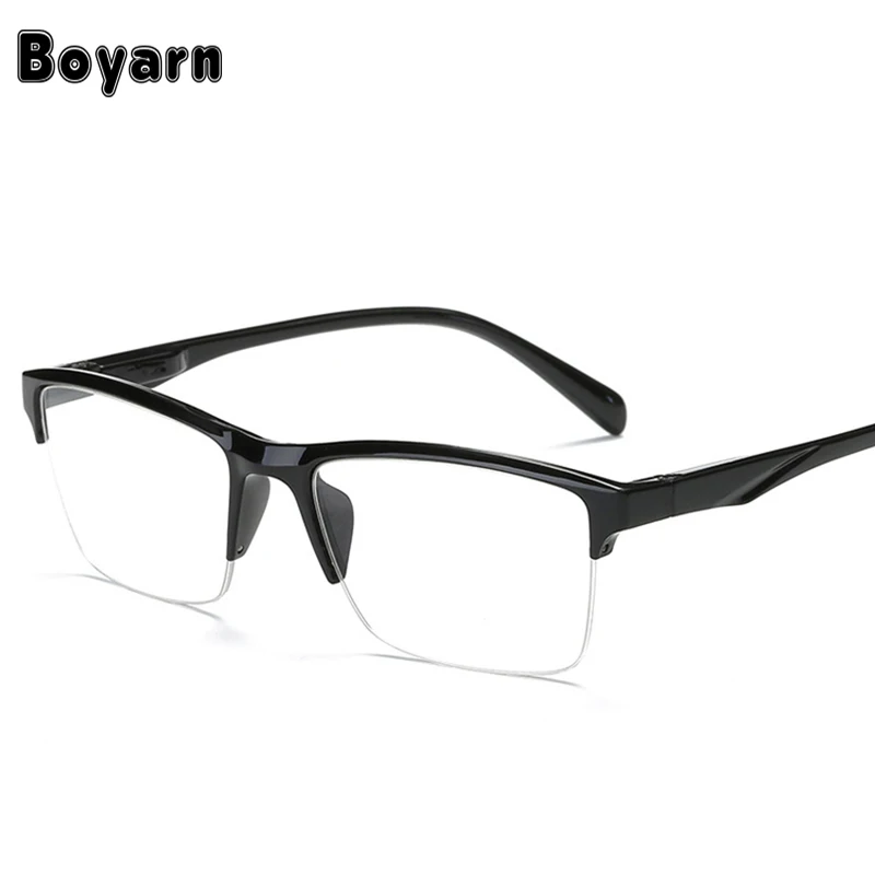 Half Frame Reading Glasses Presbyopic Eyewear Male Female Far sight Glasses Ultra Light Black with strength +25 to +400