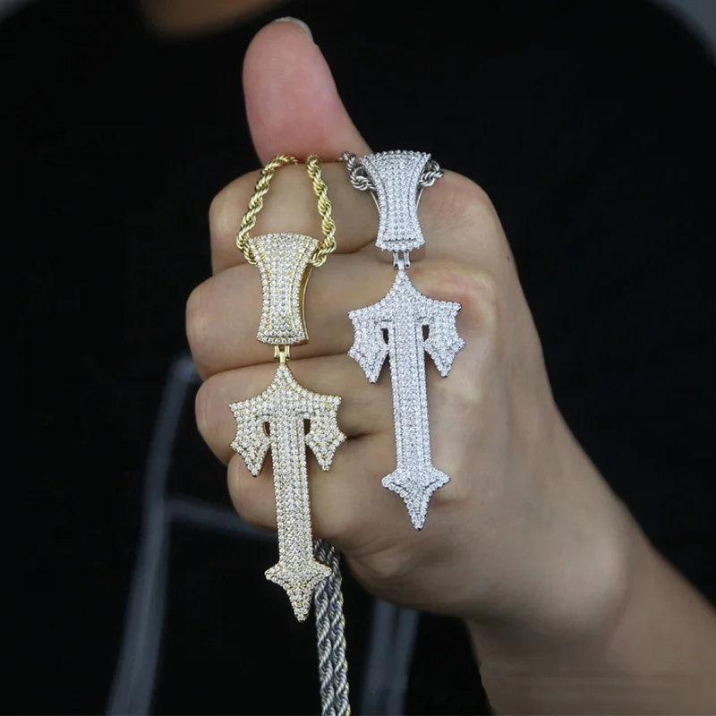 Модные футболки в стиле «хип-хоп», колье с подвеской в виде креста нежный трезубец подвеска в виде Креста для женщин класса люкс Романтический подарок ювелирных изделий