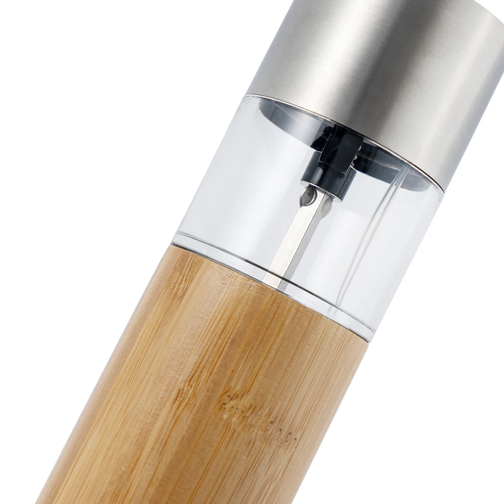 2022 Hot Sale Adjustable Ceramic Core Battery Operated Wooden Bamboo Electric Salt And Pepper Grinder Mill