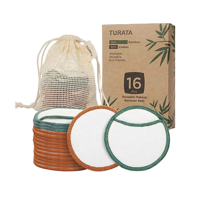 Skyey Care Non-Toxic OEM Reusable Organic Cotton Charcoal Package Washable Facial Make Up Remover Makeup Cleaning Pads