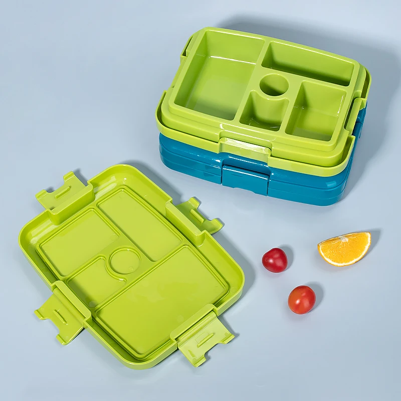 Eco Friendly Food Safety Plastic Divided lunch box Kids Bento Box 5 Compartments Children Lunch Box for School