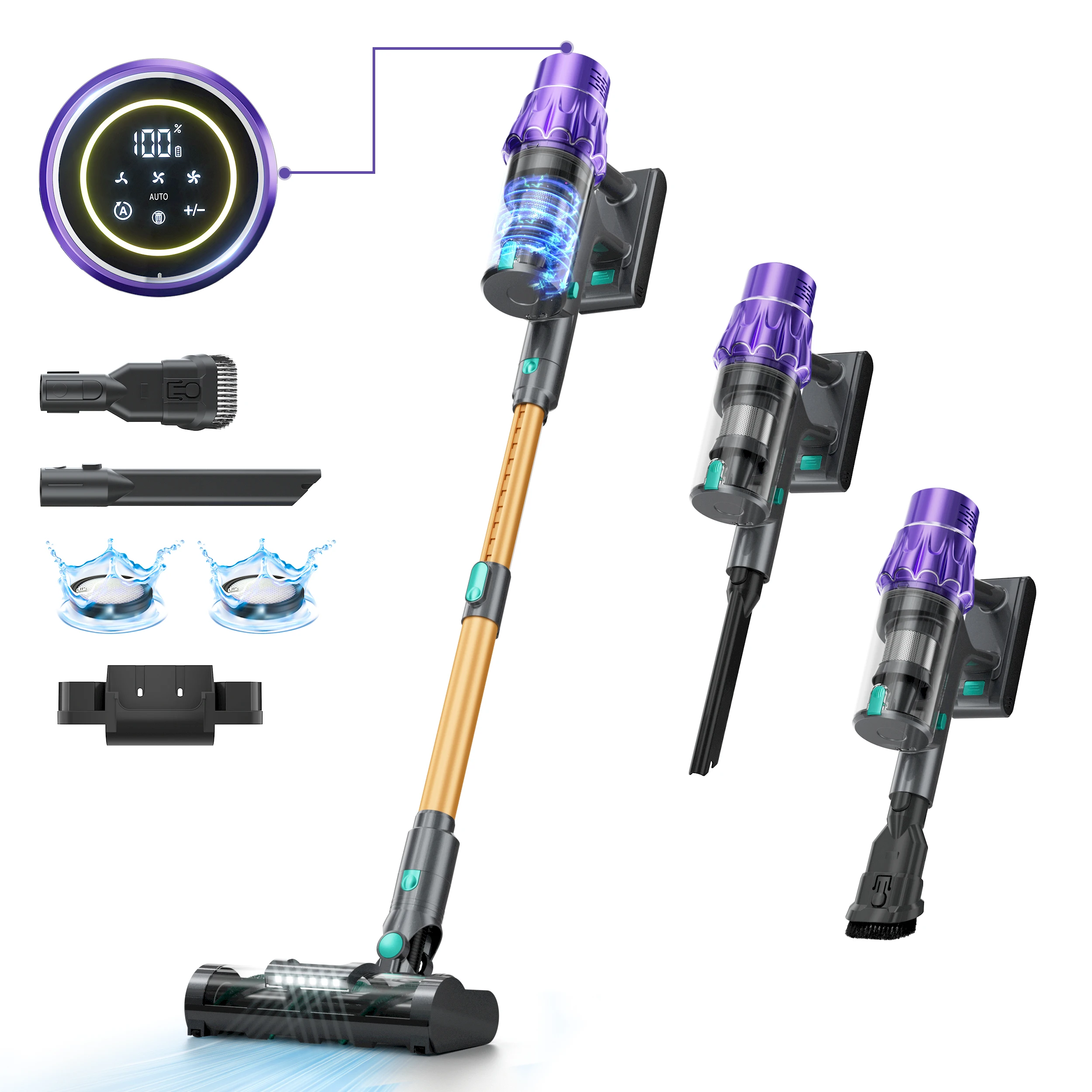 House Vacuum Cleaner PRETTYCARE HC01 Handheld Smart Cordless Stick 45Kpa Suction 530W Telescopic Tube Cleaner