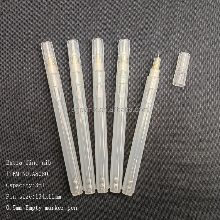 Extra Fine 0.5mm Empty Marker Pen to Fill your Own Ink.